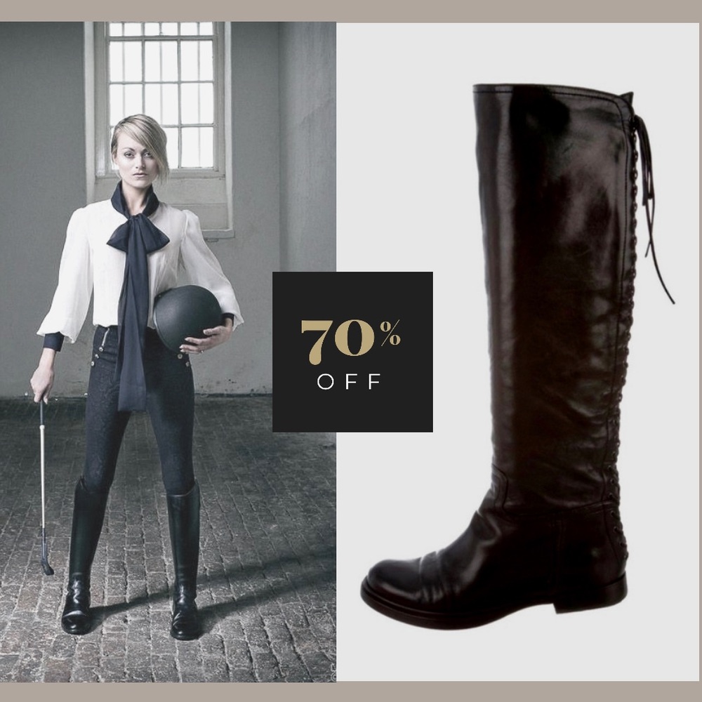 ⛔️SOLD⛔️Miu Miu Black Lace Up Riding Boots!
